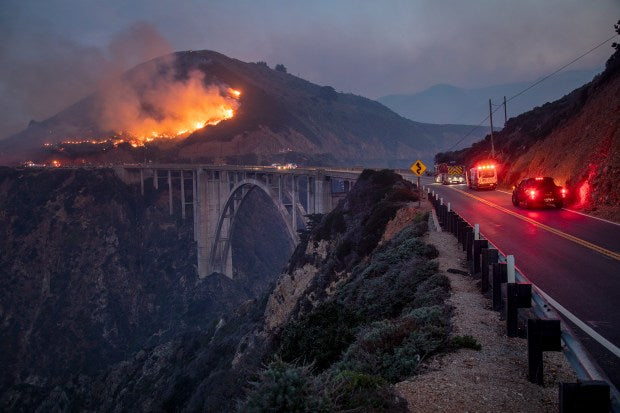 Wildfire Big Sur Coast 2022 Near Bixby Bridge Hwy 1