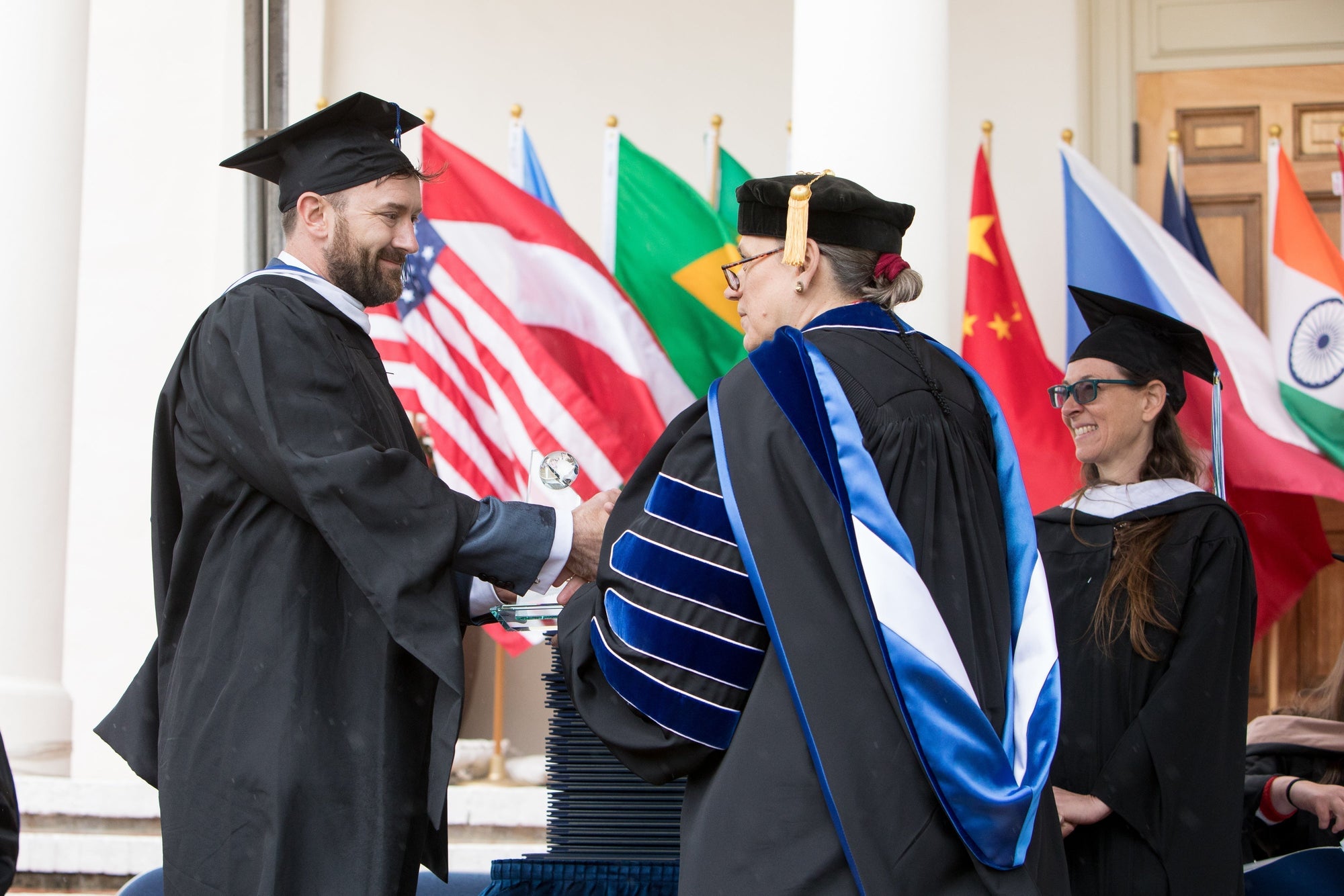 Sean Brownlee, U.S. Marine Corps veteran and CERV Advisory Board Member, receiving the Middlebury Institute Alumni Volunteer Service Award for leadership, entrepreneurship, and community service.